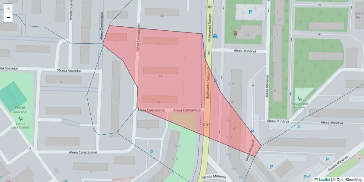 Hartă a codului poștal  și a codurilor poștale învecinate