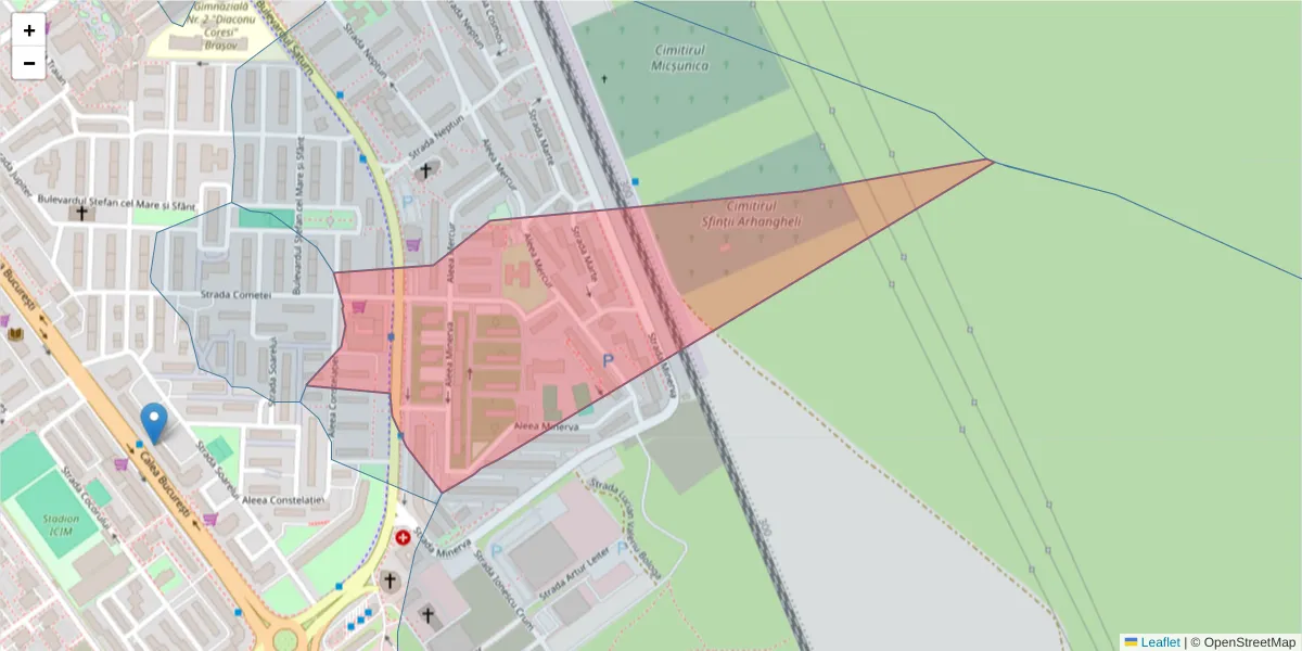 Hartă a codului poștal  și a codurilor poștale învecinate