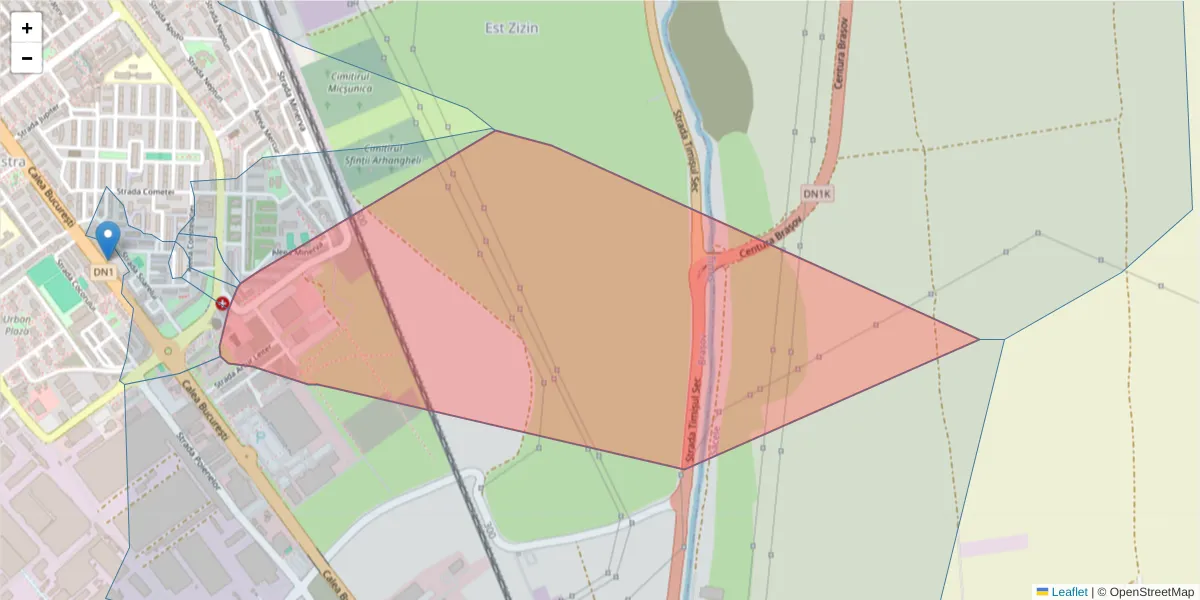Hartă a codului poștal  și a codurilor poștale învecinate
