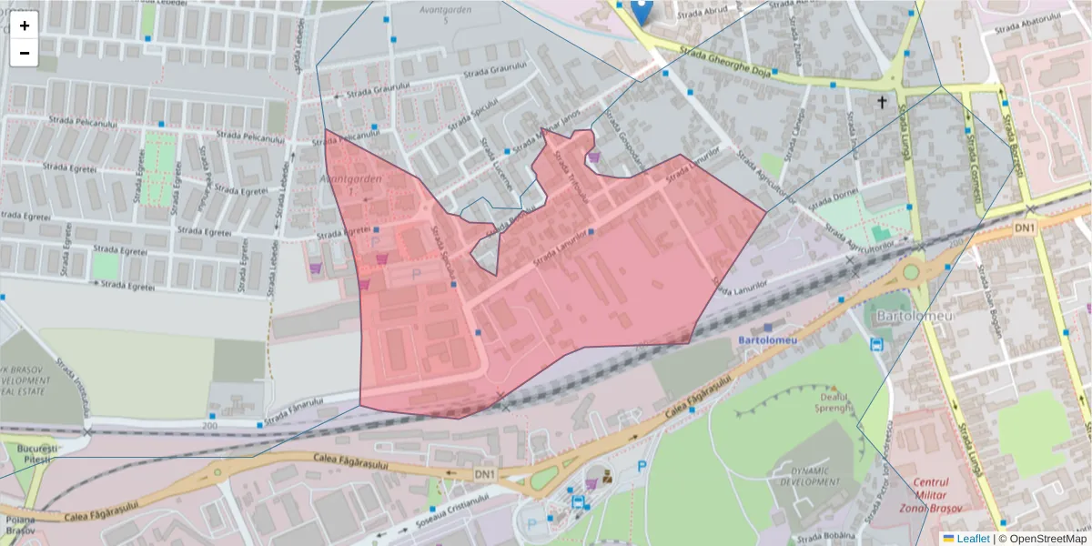 Hartă a codului poștal  și a codurilor poștale învecinate