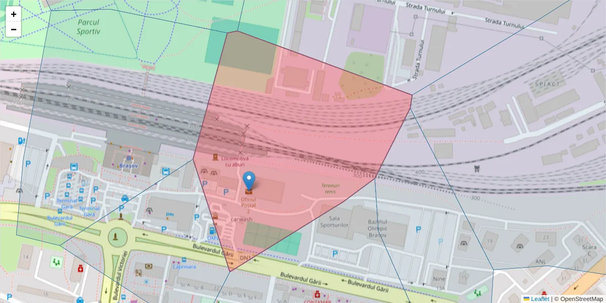 Hartă a codului poștal  și a codurilor poștale învecinate
