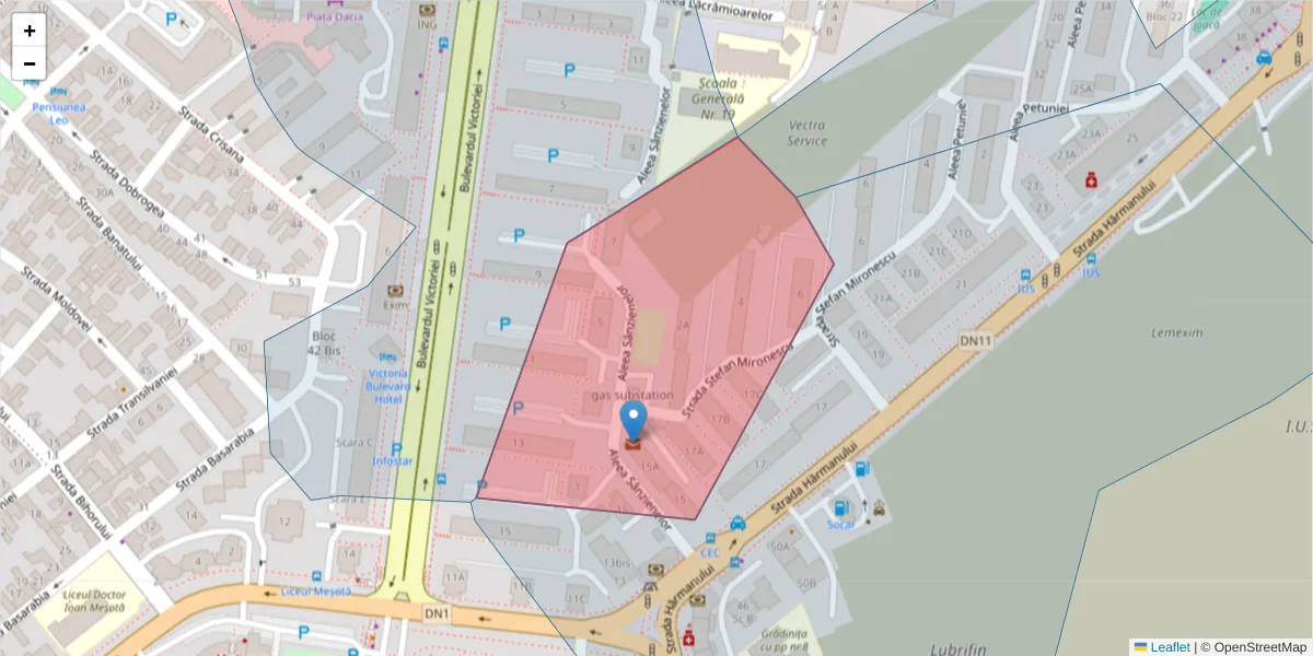 Hartă a codului poștal  și a codurilor poștale învecinate