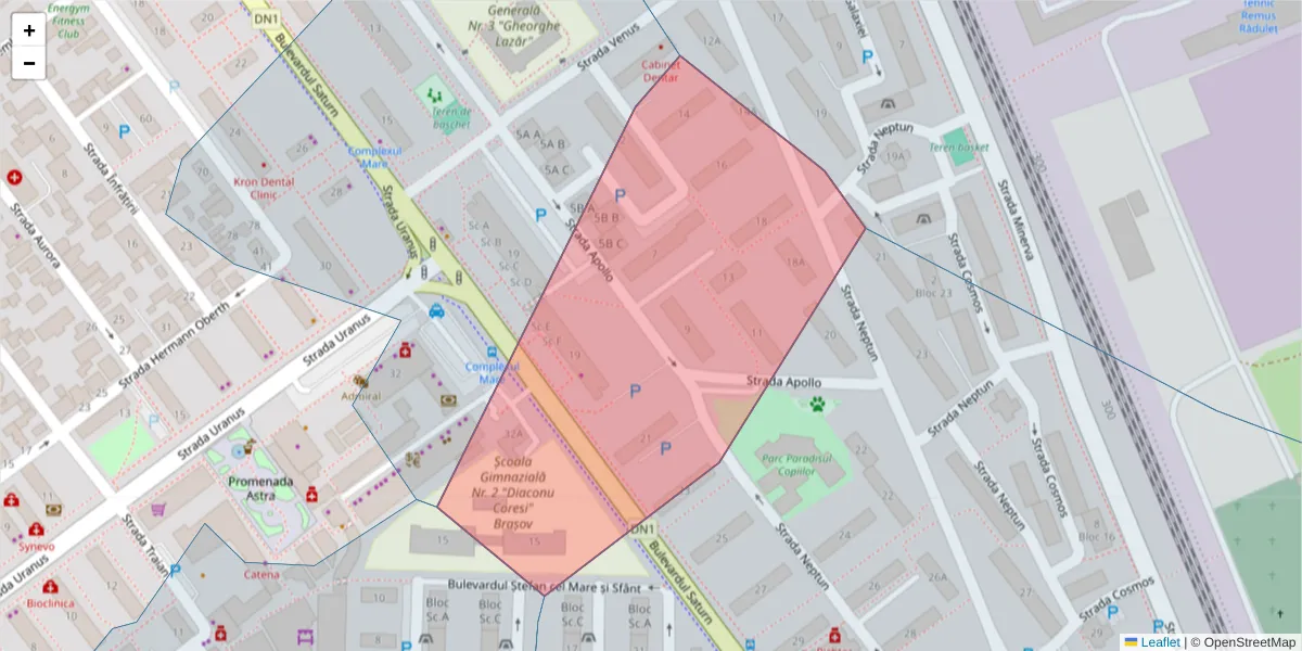 Hartă a codului poștal  și a codurilor poștale învecinate