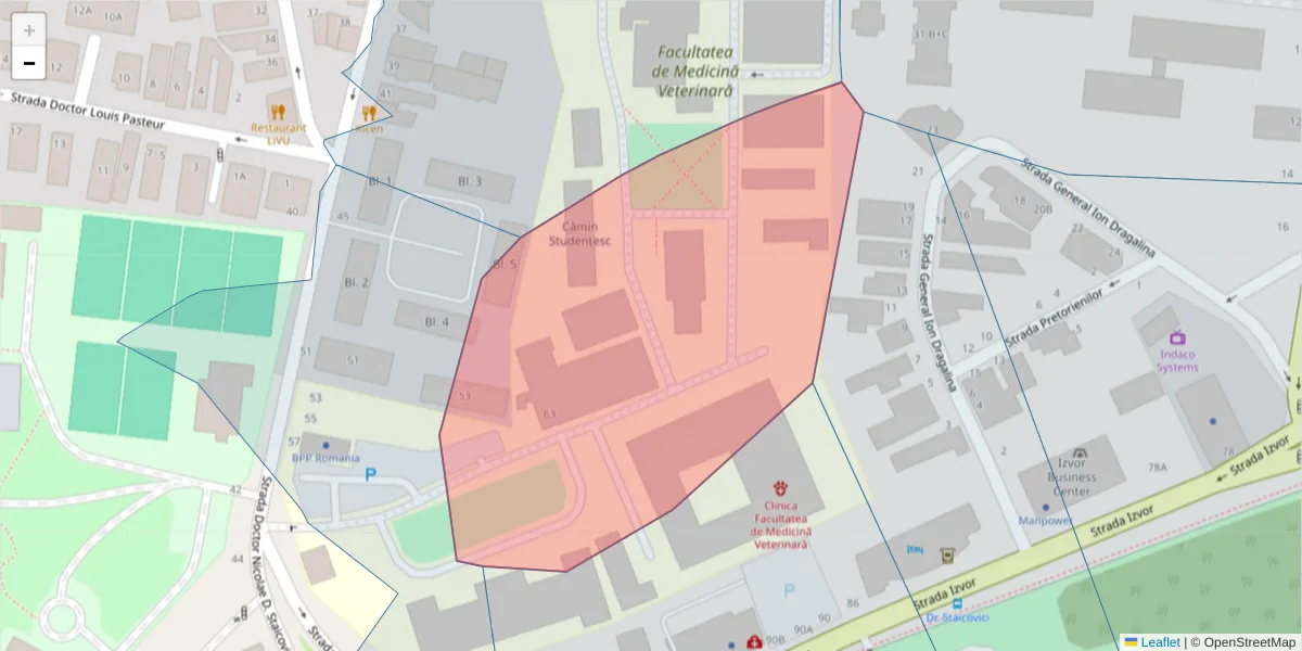 Hartă a codului poștal  și a codurilor poștale învecinate