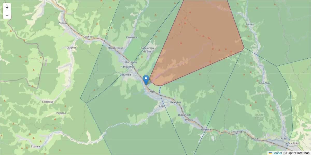 Hartă a codului poștal  și a codurilor poștale învecinate