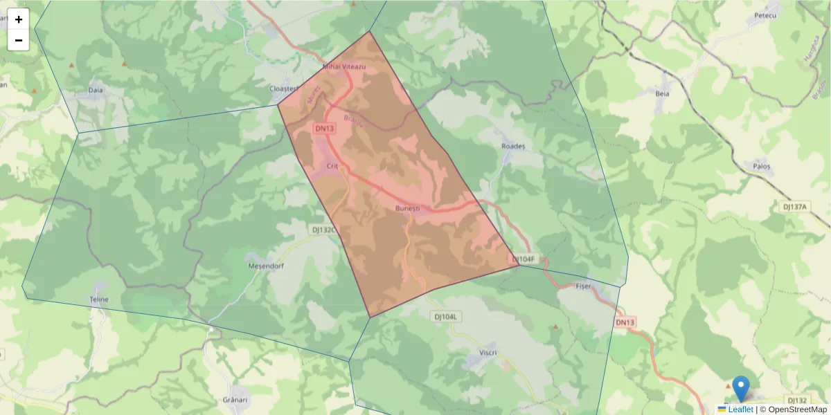 Hartă a codului poștal  și a codurilor poștale învecinate