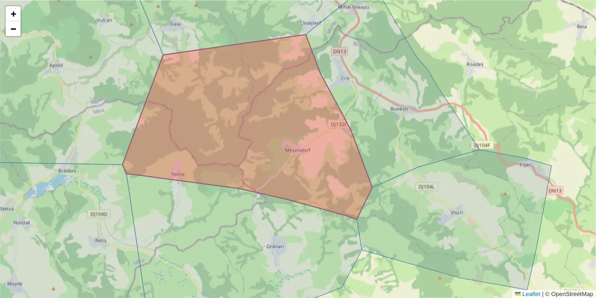 Hartă a codului poștal  și a codurilor poștale învecinate