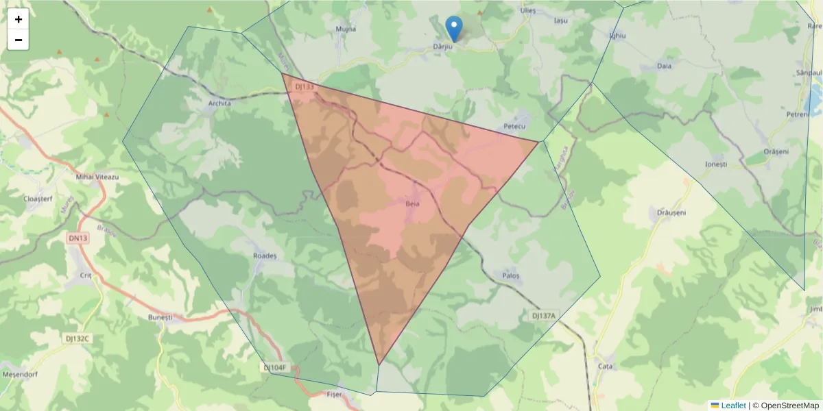 Hartă a codului poștal  și a codurilor poștale învecinate