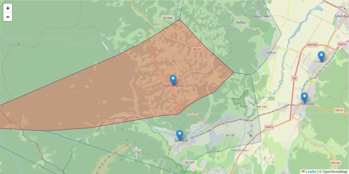 Hartă a codului poștal  și a codurilor poștale învecinate