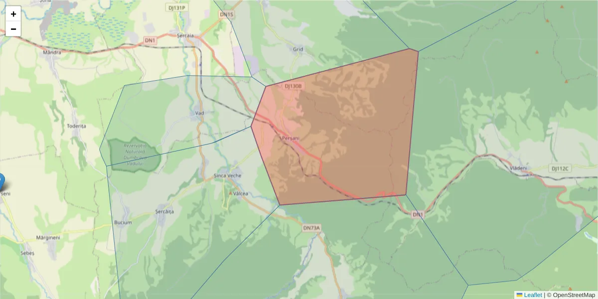 Hartă a codului poștal  și a codurilor poștale învecinate