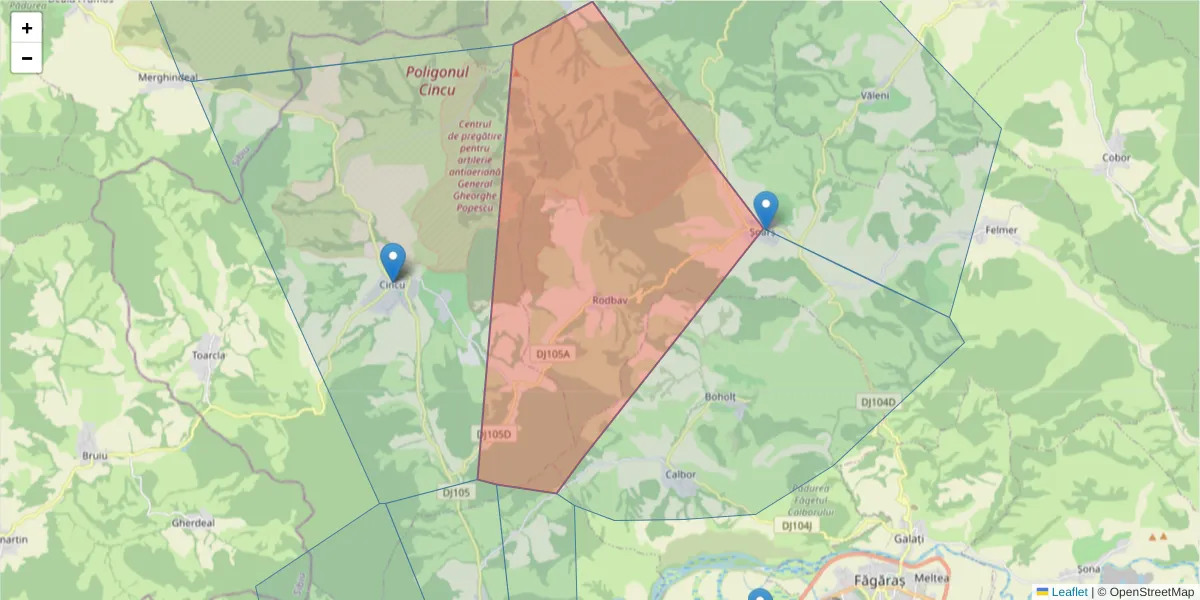 Hartă a codului poștal  și a codurilor poștale învecinate