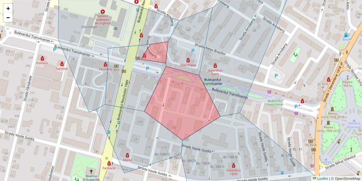 Hartă a codului poștal  și a codurilor poștale învecinate