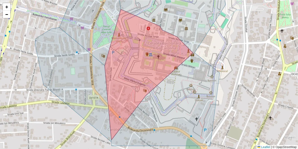 Hartă a codului poștal  și a codurilor poștale învecinate