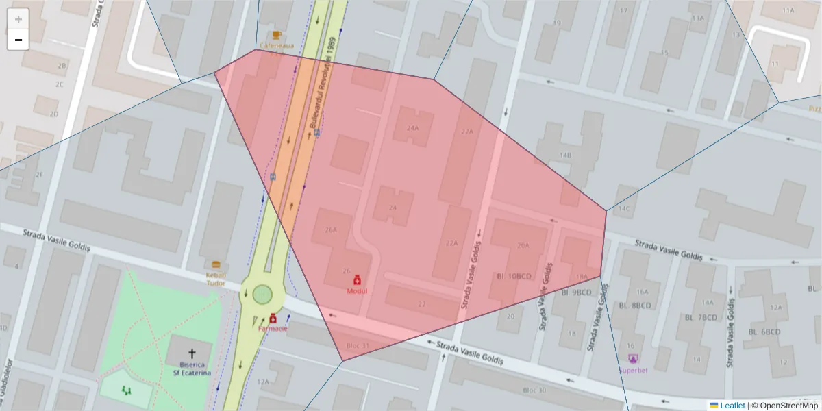 Hartă a codului poștal  și a codurilor poștale învecinate