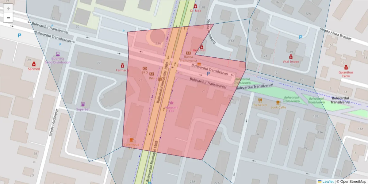 Hartă a codului poștal  și a codurilor poștale învecinate