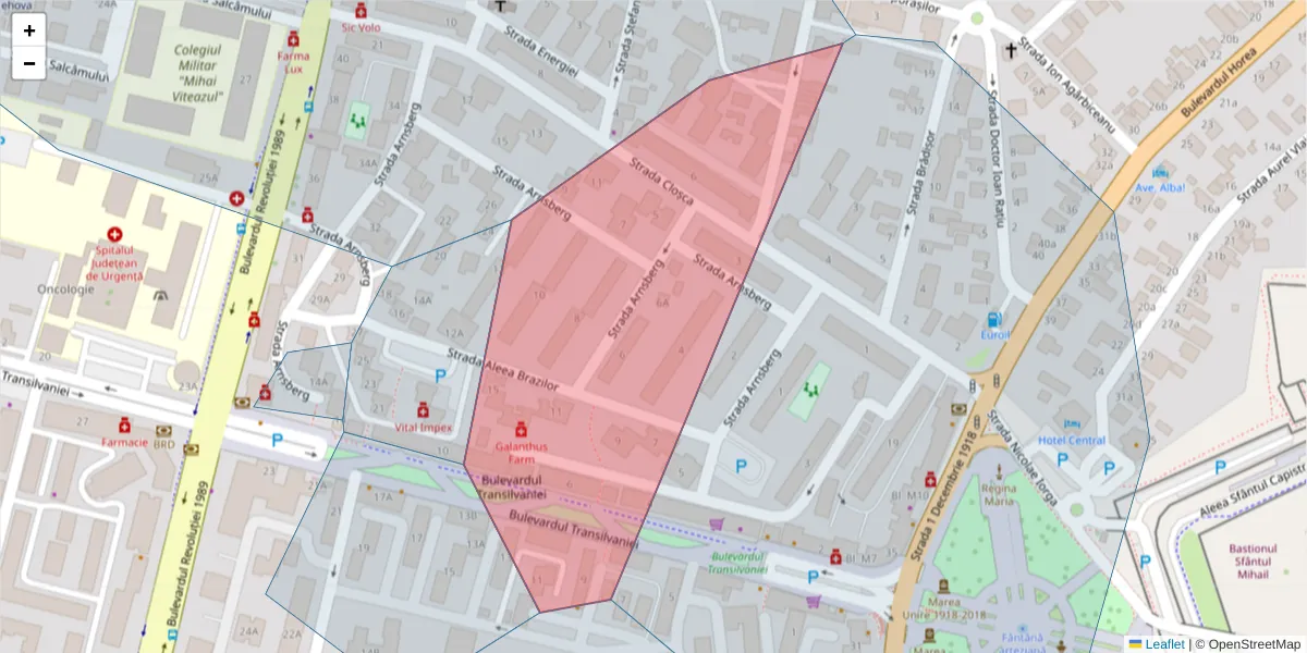 Hartă a codului poștal  și a codurilor poștale învecinate