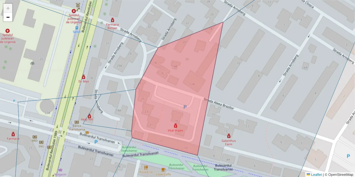 Hartă a codului poștal  și a codurilor poștale învecinate