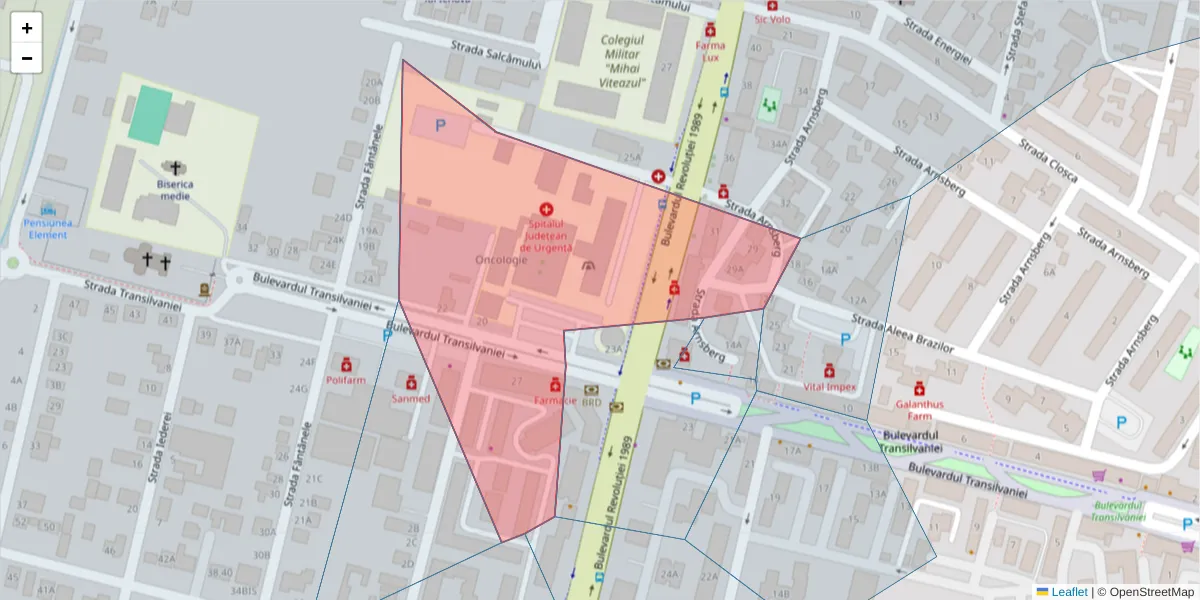Hartă a codului poștal  și a codurilor poștale învecinate