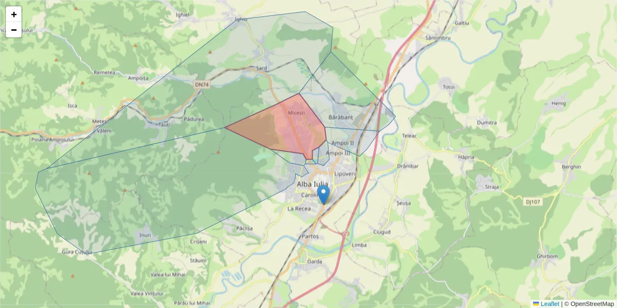 Hartă a codului poștal  și a codurilor poștale învecinate