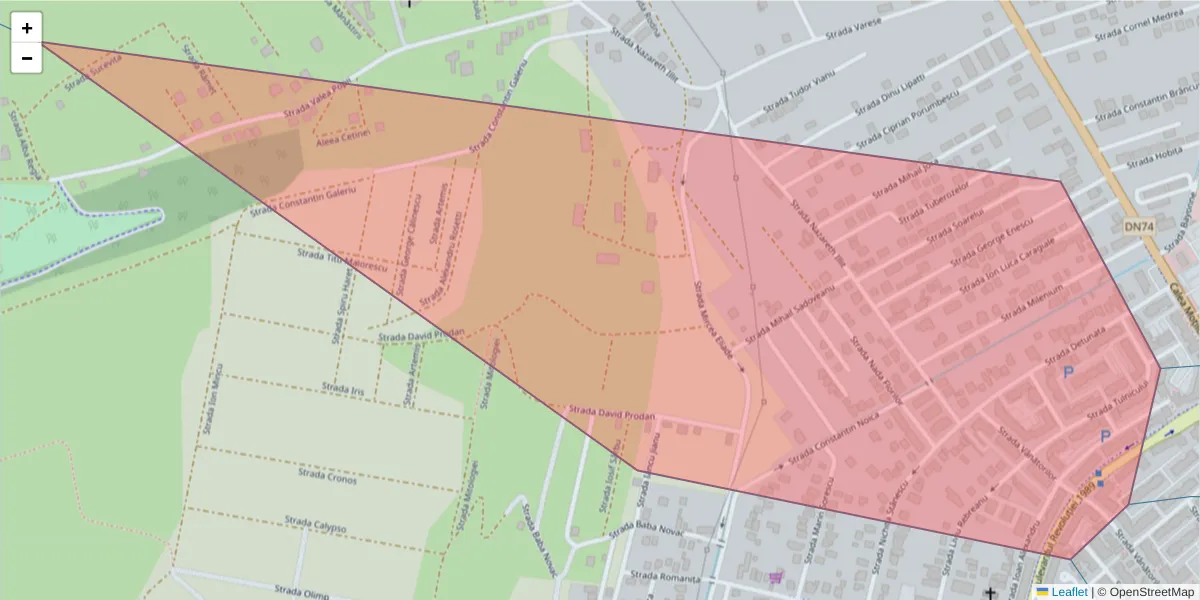 Hartă a codului poștal  și a codurilor poștale învecinate