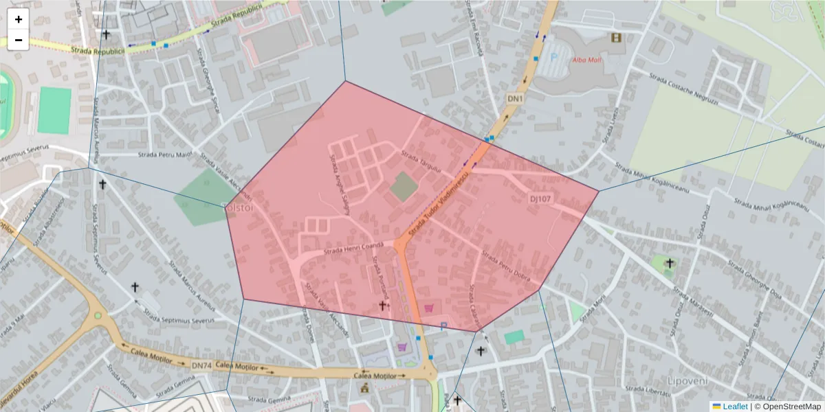 Hartă a codului poștal  și a codurilor poștale învecinate