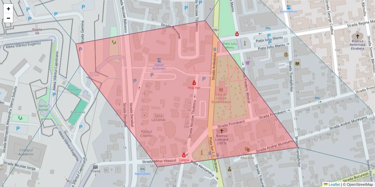 Hartă a codului poștal  și a codurilor poștale învecinate