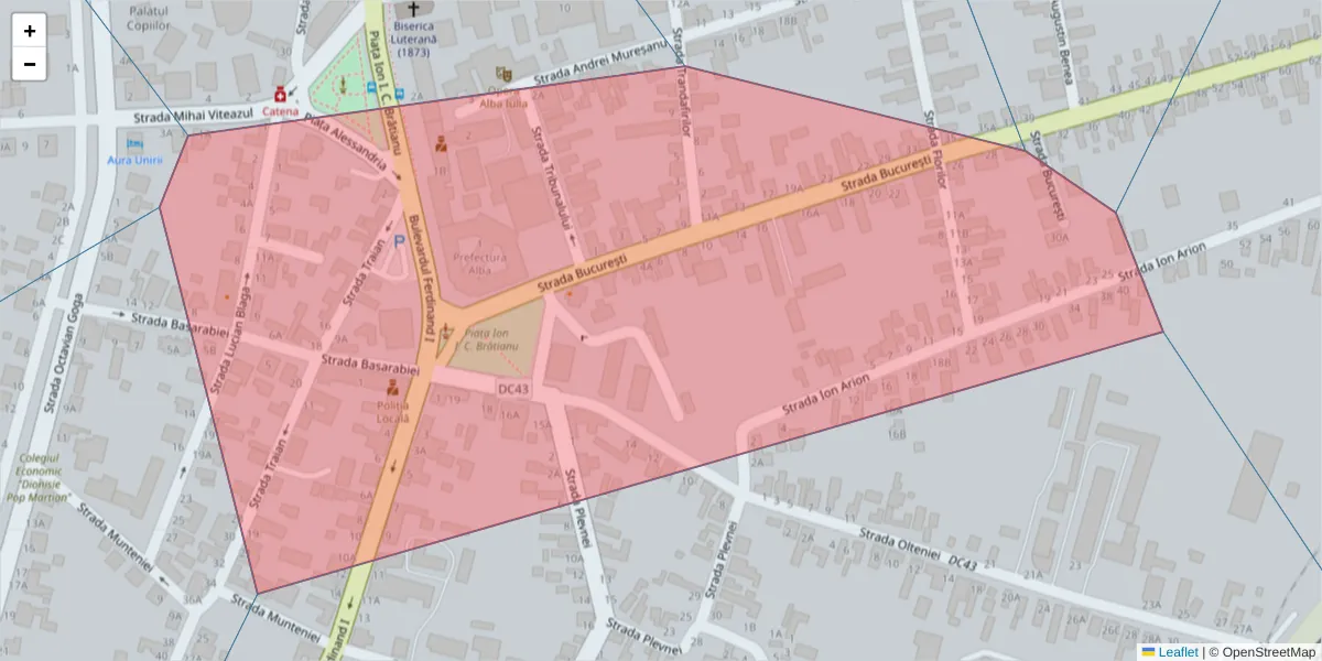 Hartă a codului poștal  și a codurilor poștale învecinate