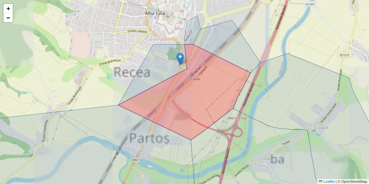 Hartă a codului poștal  și a codurilor poștale învecinate