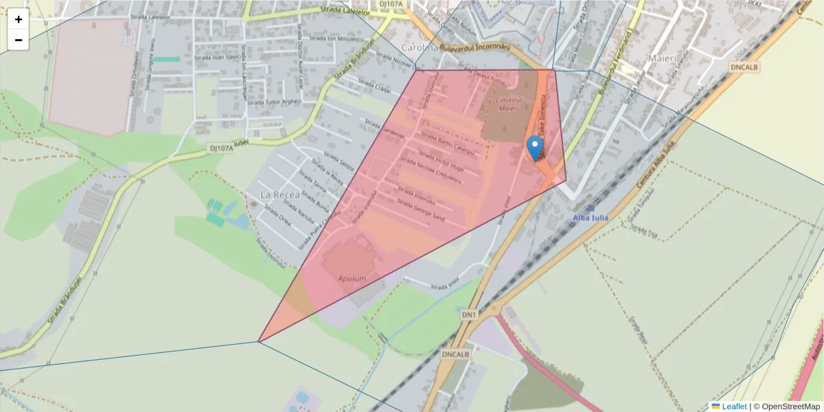 Hartă a codului poștal  și a codurilor poștale învecinate