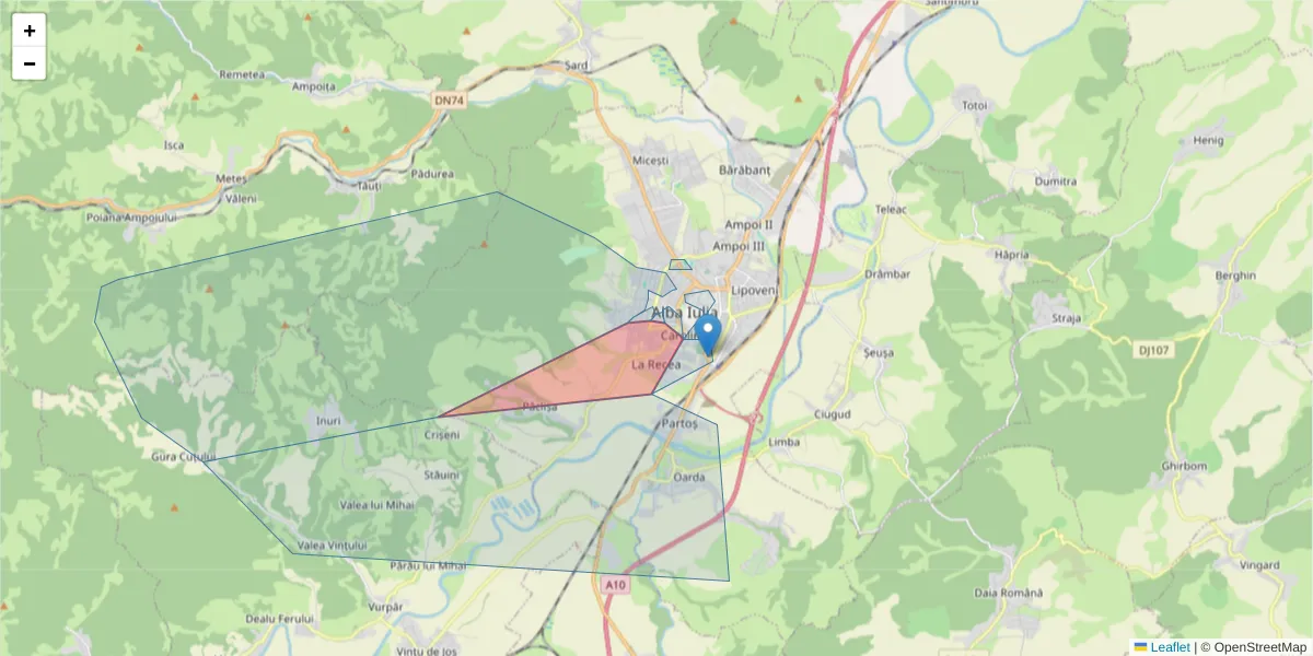 Hartă a codului poștal  și a codurilor poștale învecinate