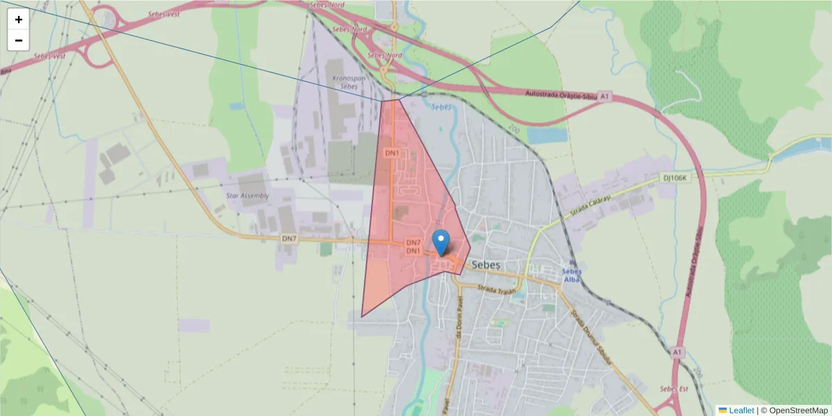 Hartă a codului poștal  și a codurilor poștale învecinate