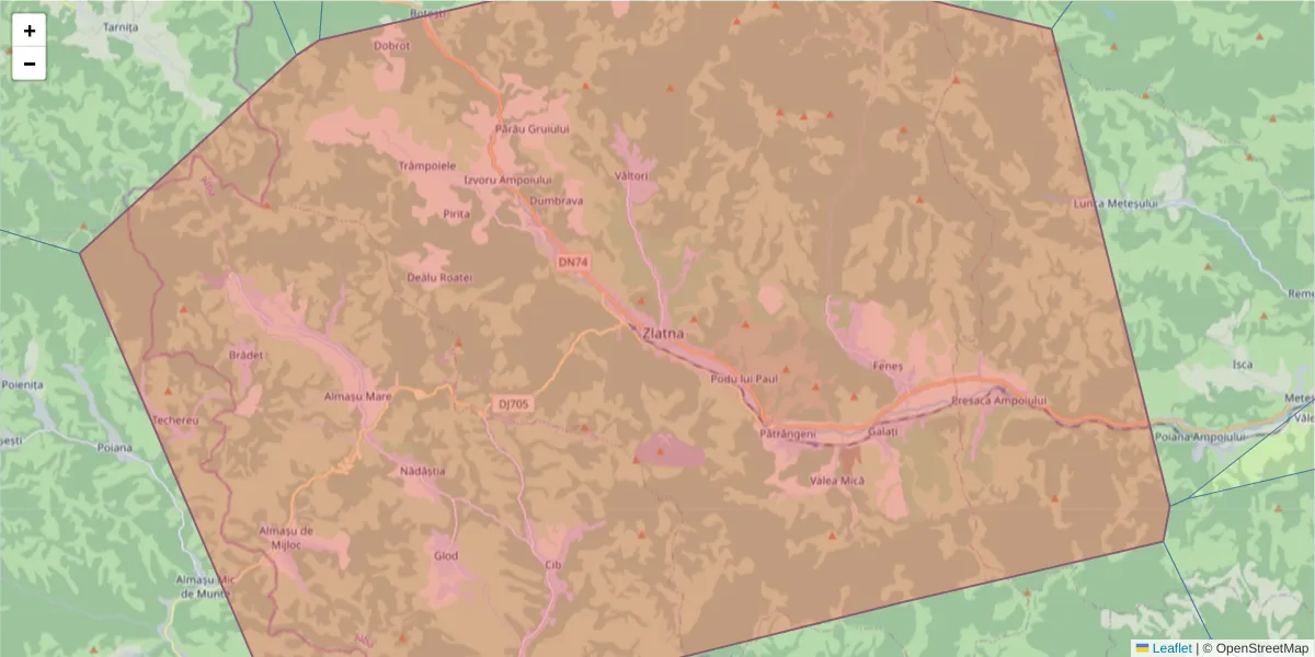 Hartă a codului poștal  și a codurilor poștale învecinate