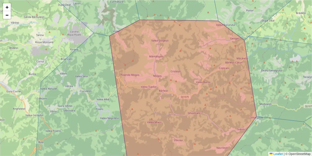 Hartă a codului poștal  și a codurilor poștale învecinate