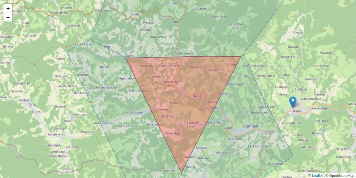 Hartă a codului poștal  și a codurilor poștale învecinate