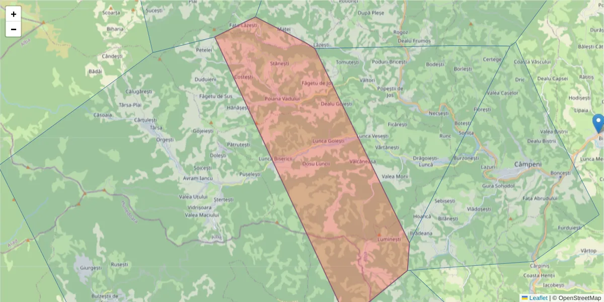 Hartă a codului poștal  și a codurilor poștale învecinate