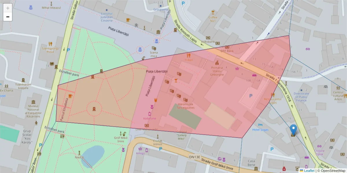 Hartă a codului poștal  și a codurilor poștale învecinate
