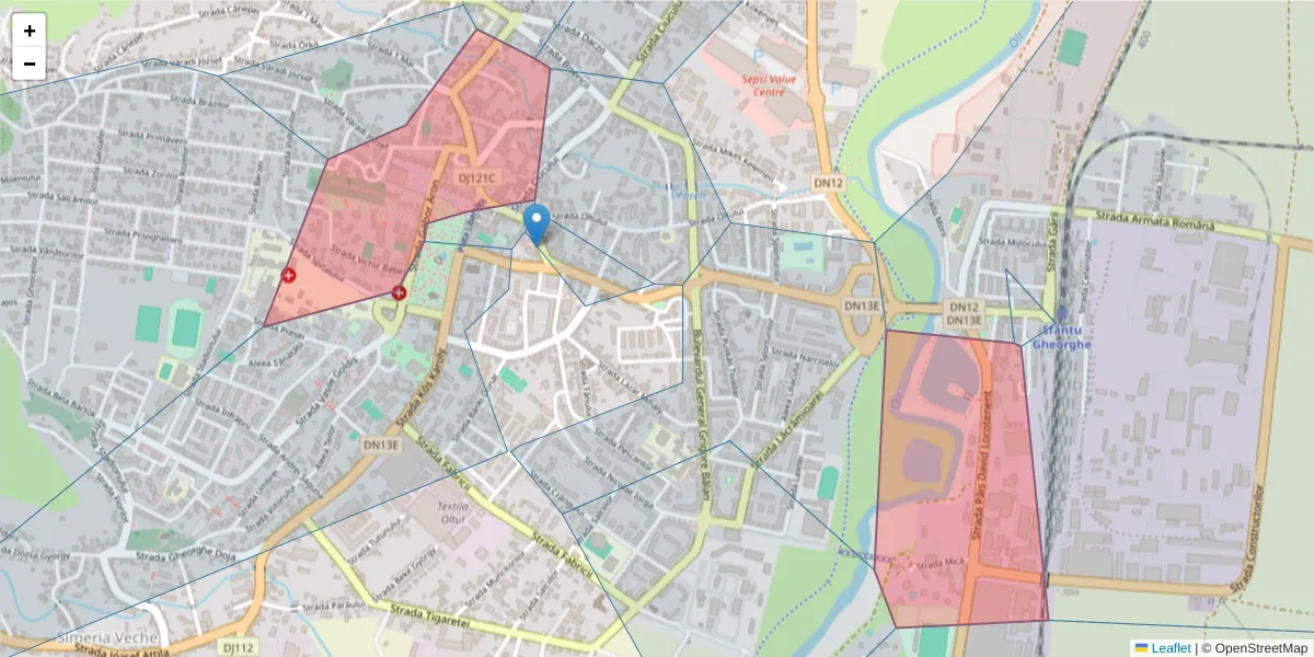 Hartă a codului poștal  și a codurilor poștale învecinate