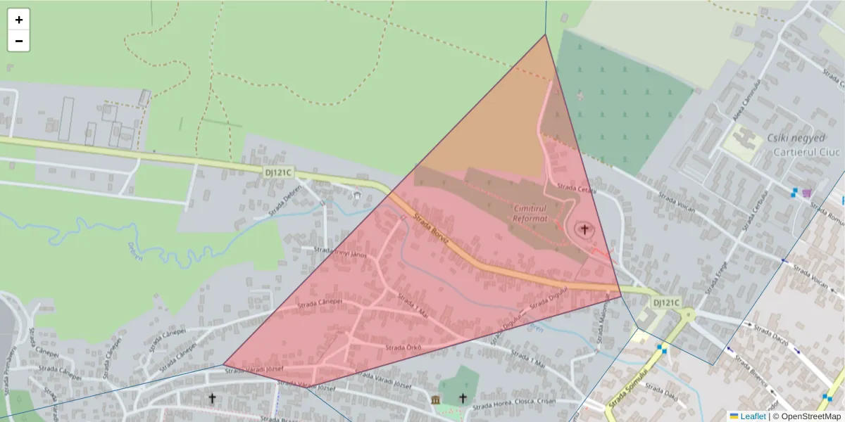 Hartă a codului poștal  și a codurilor poștale învecinate