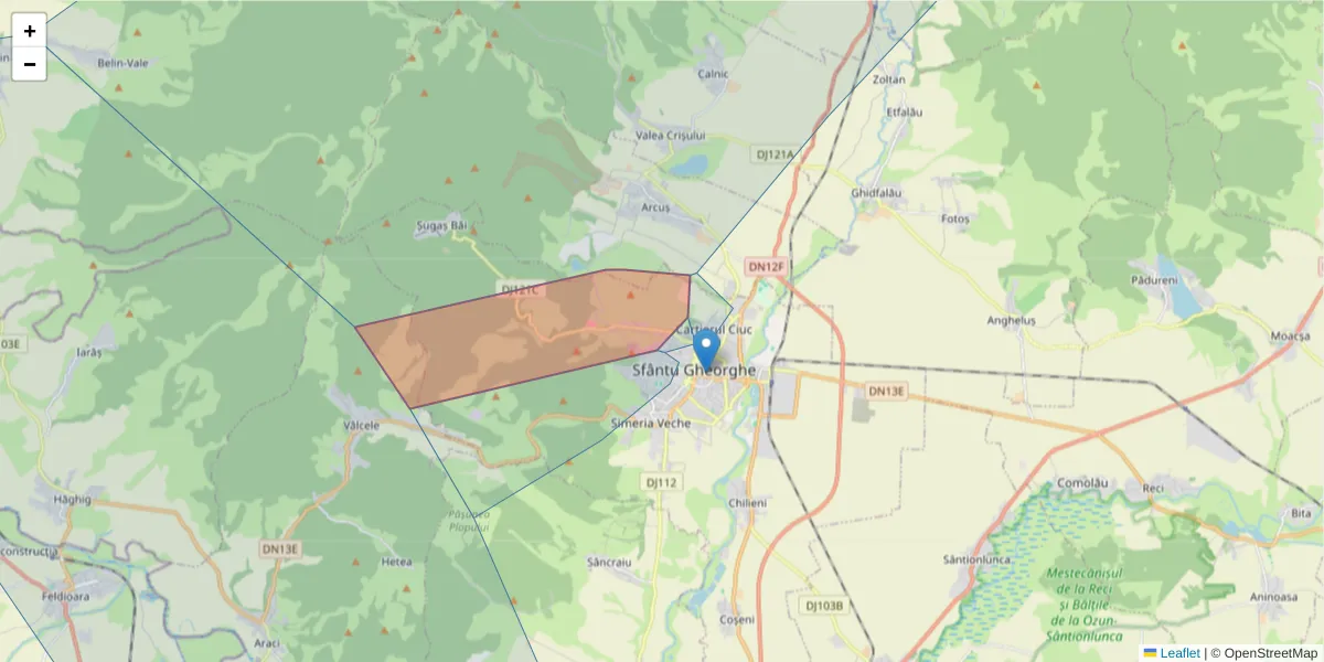 Hartă a codului poștal  și a codurilor poștale învecinate