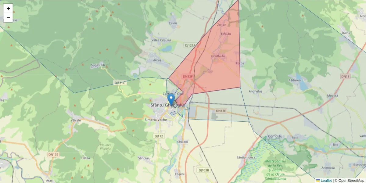Hartă a codului poștal  și a codurilor poștale învecinate