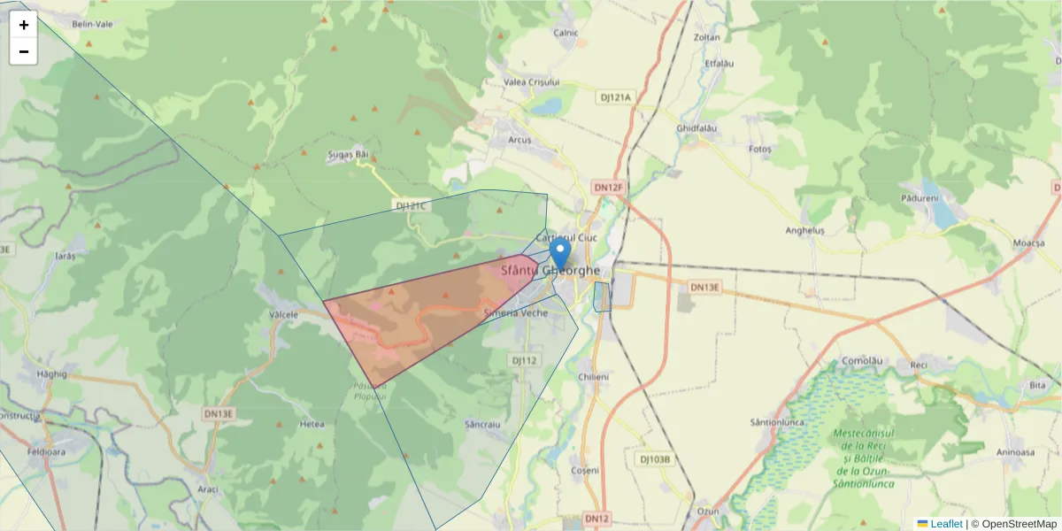 Hartă a codului poștal  și a codurilor poștale învecinate