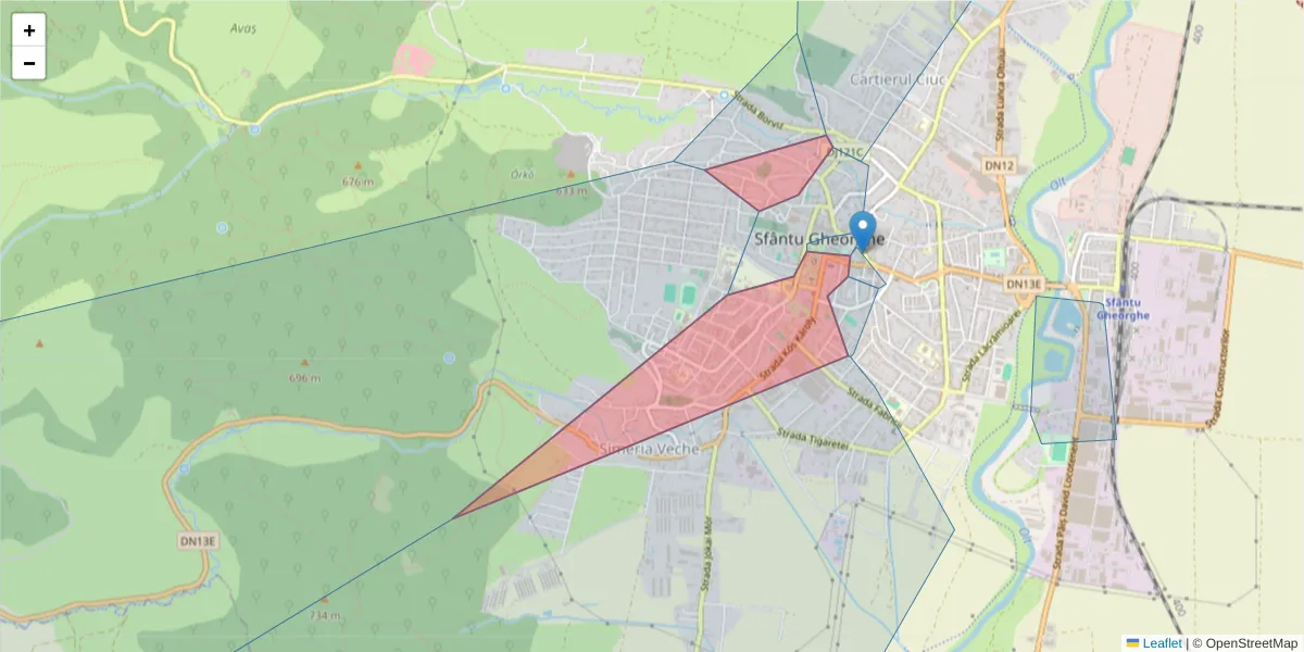 Hartă a codului poștal  și a codurilor poștale învecinate