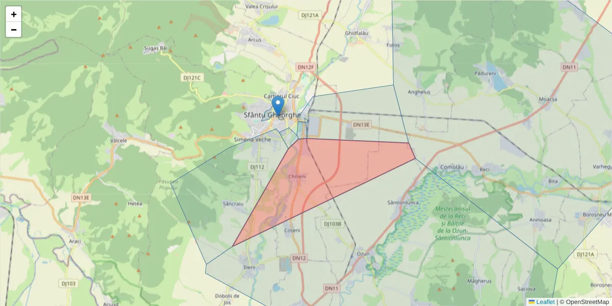 Hartă a codului poștal  și a codurilor poștale învecinate