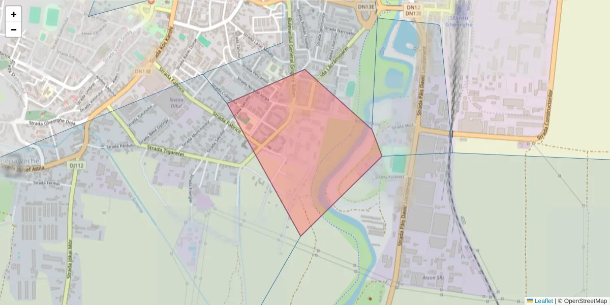 Hartă a codului poștal  și a codurilor poștale învecinate