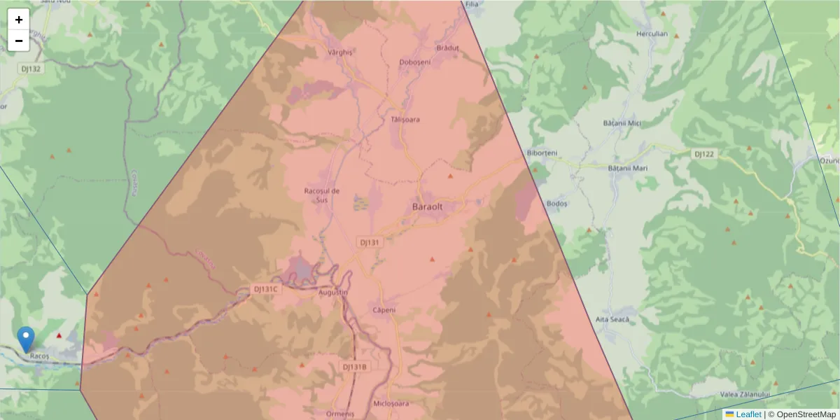 Hartă a codului poștal  și a codurilor poștale învecinate