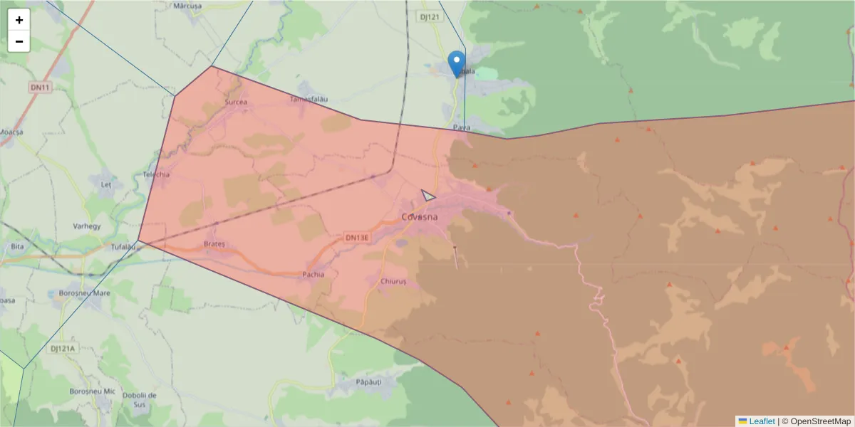 Hartă a codului poștal  și a codurilor poștale învecinate