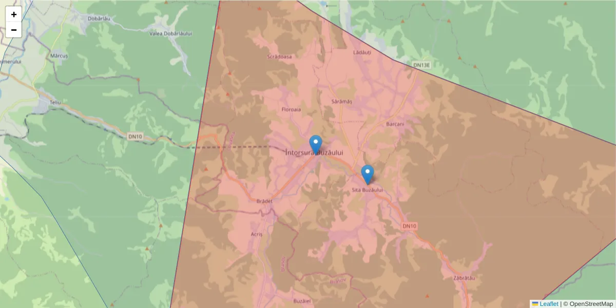 Hartă a codului poștal  și a codurilor poștale învecinate