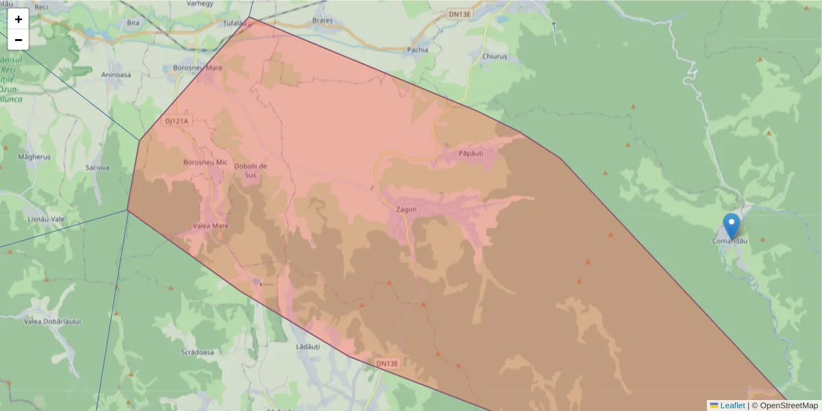 Hartă a codului poștal  și a codurilor poștale învecinate