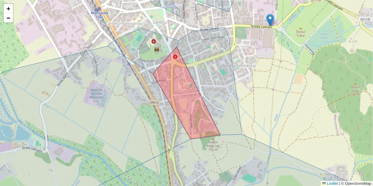 Hartă a codului poștal  și a codurilor poștale învecinate