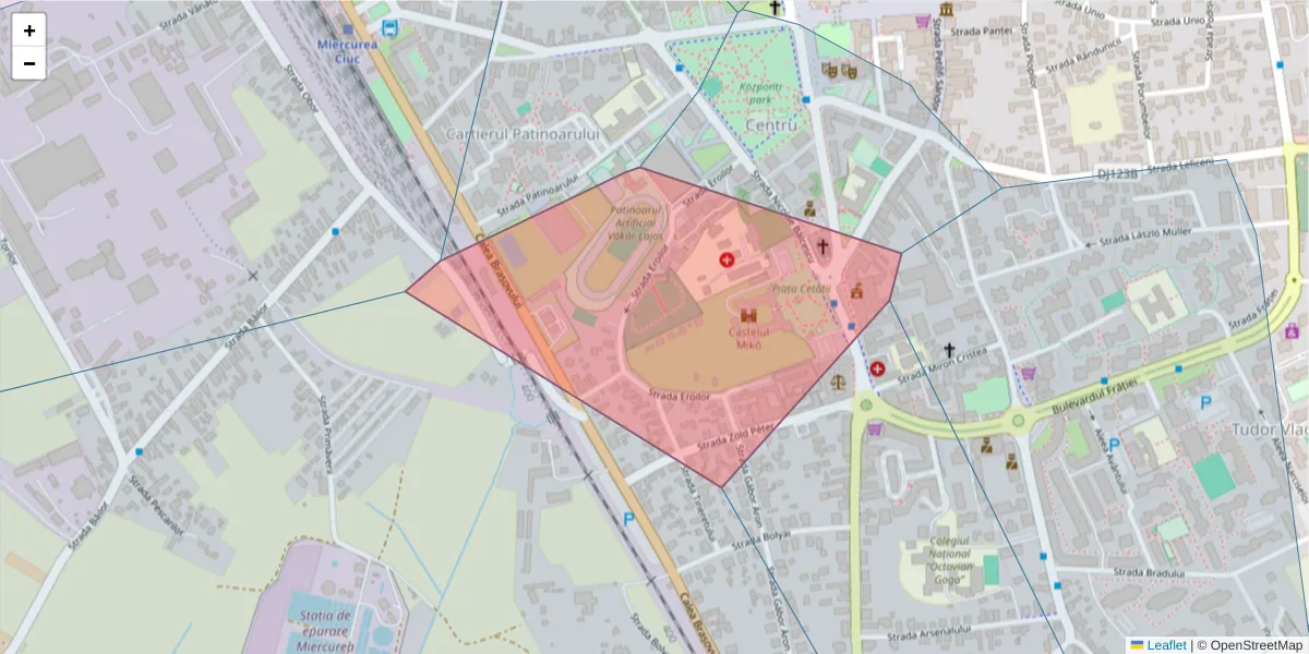 Hartă a codului poștal  și a codurilor poștale învecinate